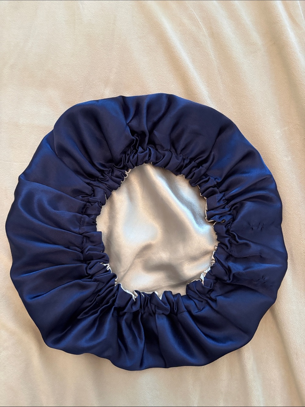 Navy Satin Bonnet